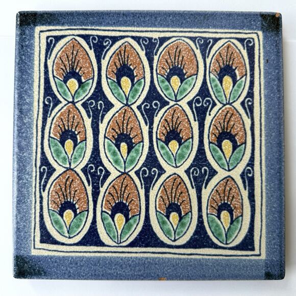 Alfonzo Leoni Faenza Italy Ceramic Pottery Tile Italian 8" x 8" Hand Painted - Picture 1 of 7